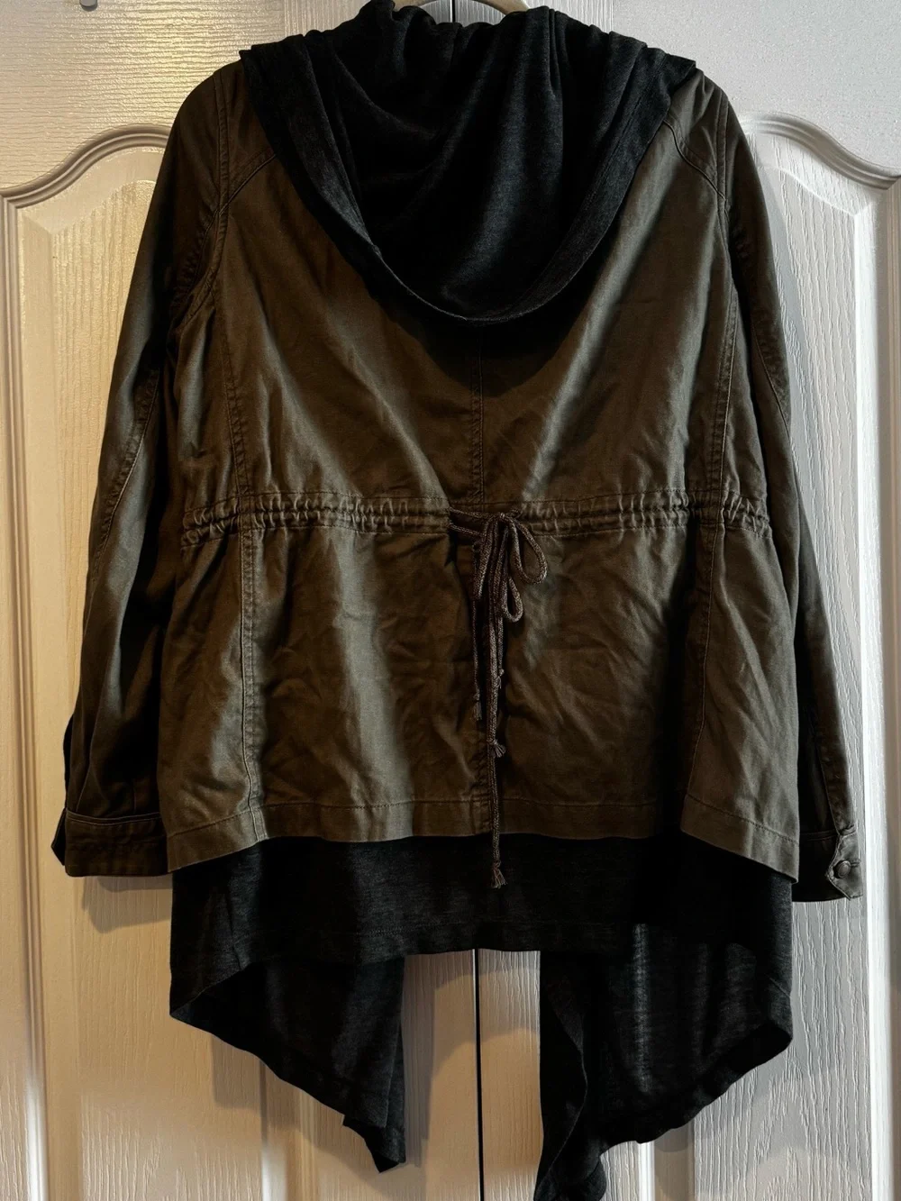 Hei Hei by Anthropologie Olive Green Utility Jacket with Gray Draping - Size L